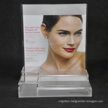 Shop Shelf Display Clear Acrylic Cosmetic Makeup Display Stand with Advertising Poster